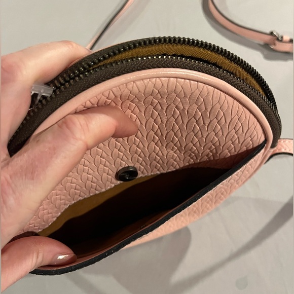 Patricia Nash Twisted Woven Leather Scafati Canteen Purse Crossbody Blush Pink - Picture 7 of 8